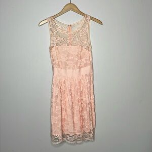Pink/Blush Mid Length Lace Dress